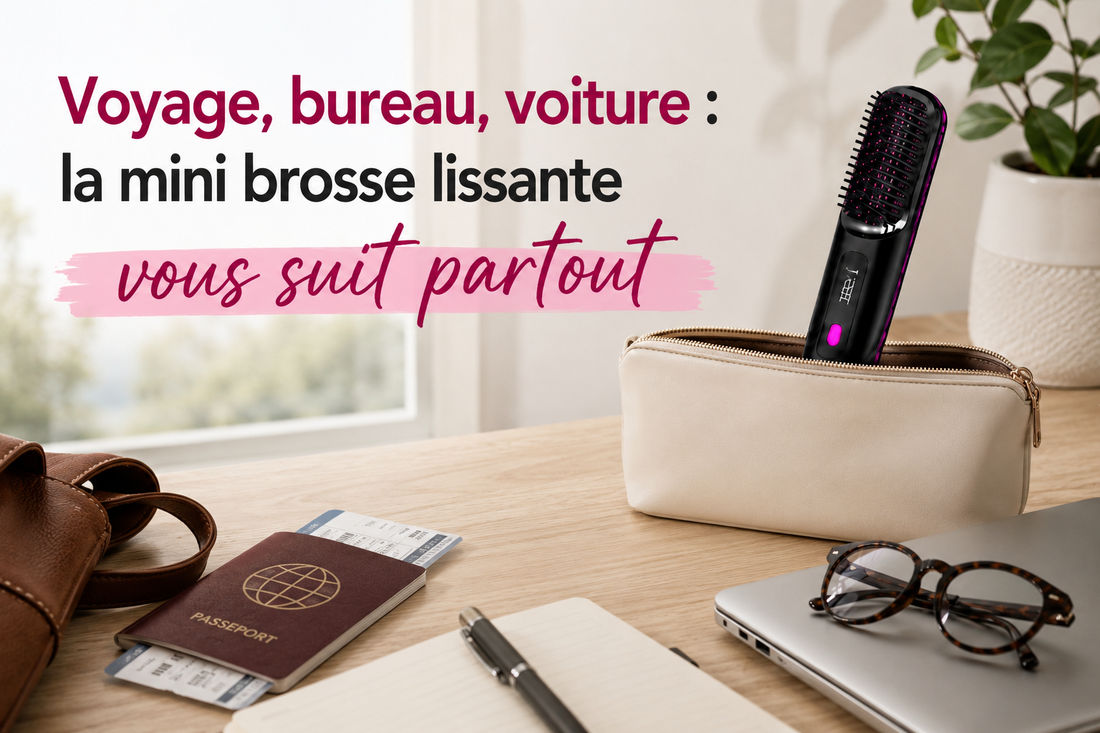 Voyage, bureau, voiture : la mini brosse lissante vous suit partout