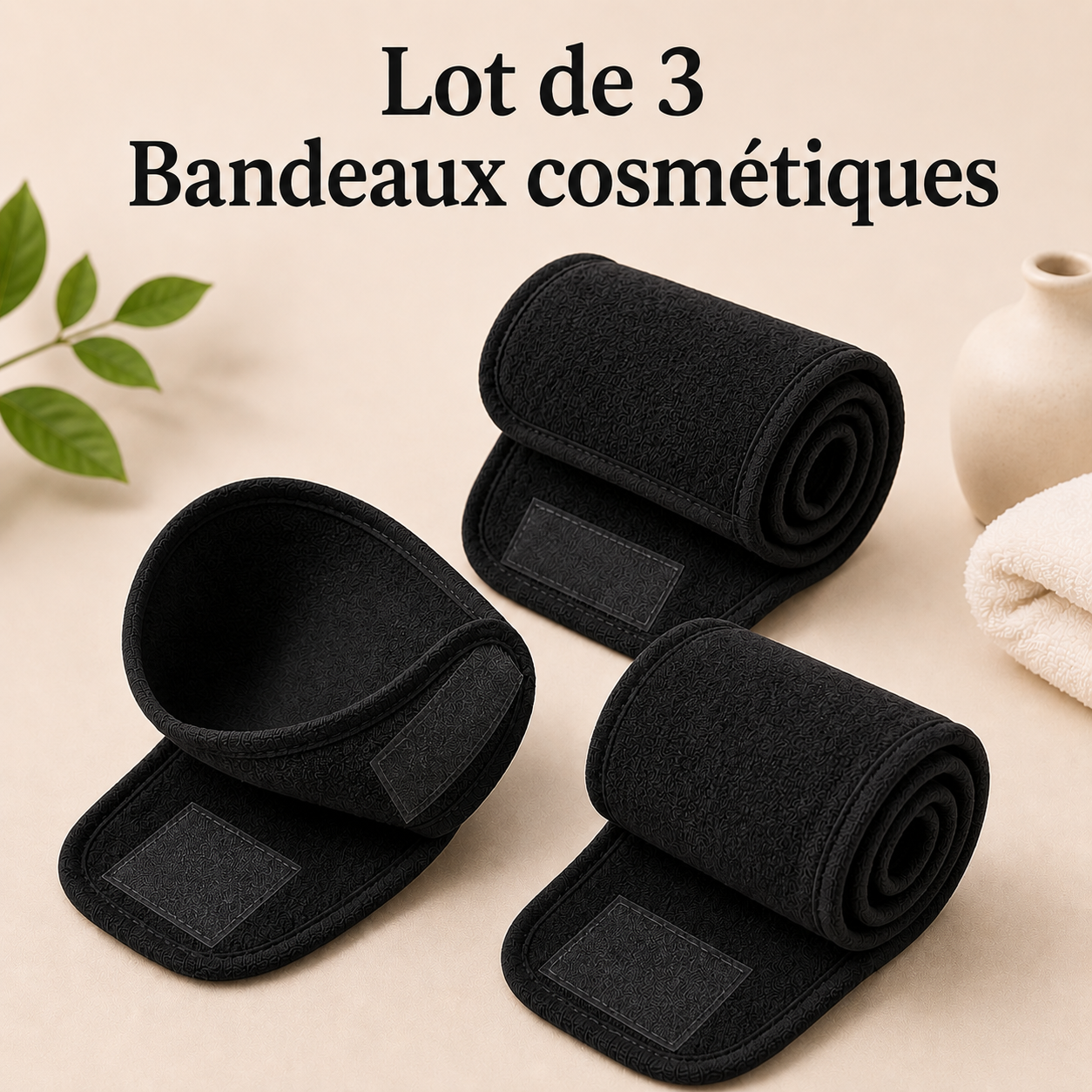 Lot de 3 Bandeaux Cosmétiques Réglables