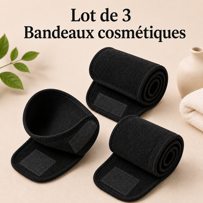 Lot de 3 Bandeaux Cosmétiques Réglables