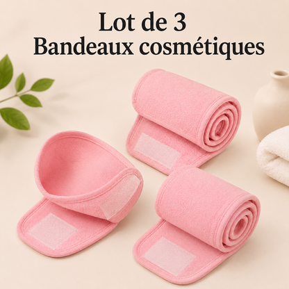 Lot de 3 Bandeaux Cosmétiques Réglables