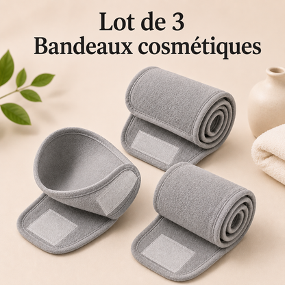 Lot de 3 Bandeaux Cosmétiques Réglables