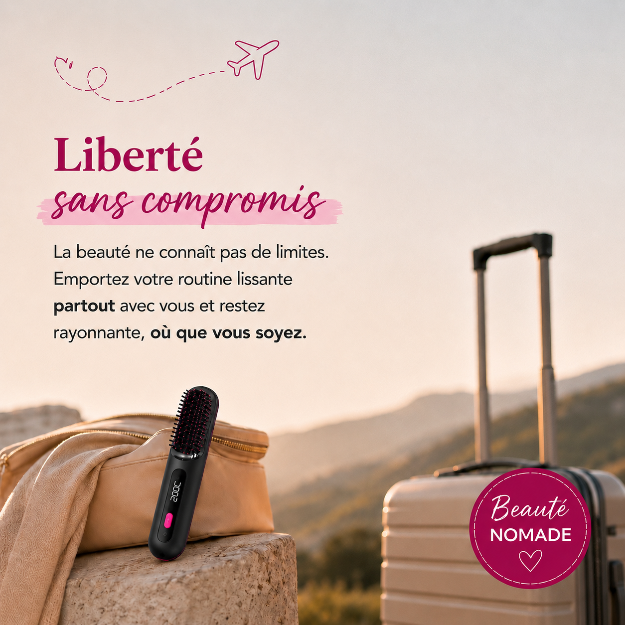 Brosse Lissante Sans Fil – Compacte & Puissante avec Ecran LCD
