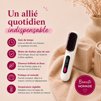 Brosse Lissante Sans Fil – Compacte & Puissante avec Ecran LCD