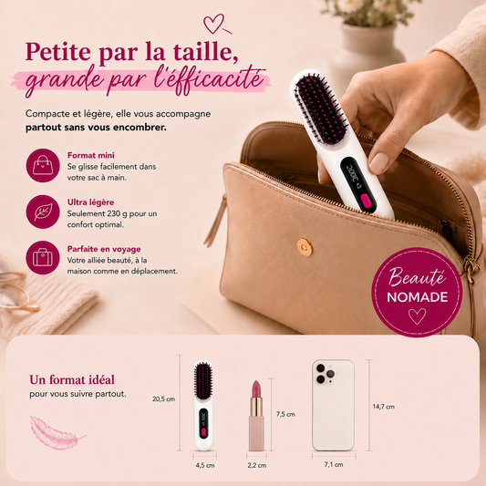 Brosse Lissante Sans Fil – Compacte & Puissante avec Ecran LCD