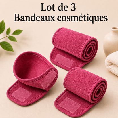 Lot de 3 Bandeaux Cosmétiques Réglables
